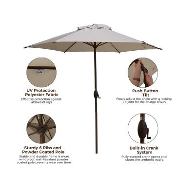 China Market Durable Wholesale Patio Umbrella Outdoor Aluminum Striped Umbrellas With Push Button Tilt And Crank For Yard for sale