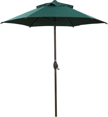 China High Quality Durable Round Shape Patio Green Outdoor Umbrella 7.5 Feet Table Umbrella Market Patio Umbrella with Tilt and Push Button Crank for sale