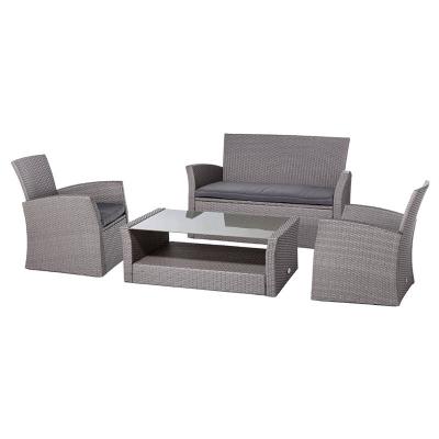 China Hot Selling Wicker Rattan Outdoor Furniture Weatherproof Outdoor Pool Sofa Set Garden Sofas Swimming 4 Seats With Table For Yard for sale