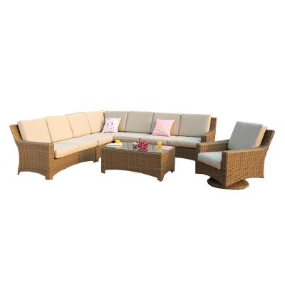 China Outdoor Weather Furniture 7 Pieces Custom Design Outdoor Furniture Garden Rattan Sofa Set Sectional Corner Furniture Sets For Yard for sale