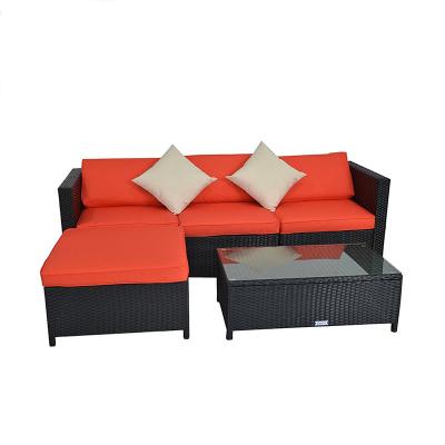 China Hot Selling L Shaped Garden Sofa Set Outdoor Weather Furniture Patio Rattan Furniture Set Outdoor Garden Sofa Coffee Table Furniture Sets for sale