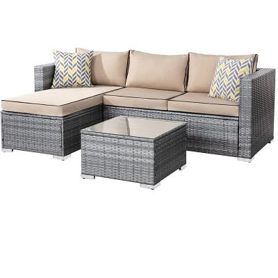 China Amazon Weather Outdoor Furniture Hot Sale Sofa Garden Rattan Furniture Outdoor Sectional Set 3 Pcs Double Sofa Sets For Yard for sale