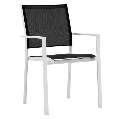 China New Eco-Friendly Aluminum Mesh Seat Back Outdoor Dining Chair Steel Frame Garden Hotel Restaurant Dining Single Terrace Chair for sale