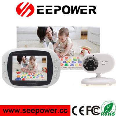 China 130Mega Pixels ABS Digital Wireless Baby Monitor 300m 3.5 Inch White for sale