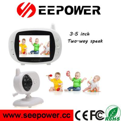 China White Night Vision Digital Wireless Baby Monitor 2.4GHz 3.5 Inch TFT LCD for sale