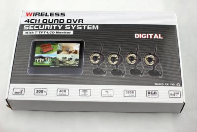 China 70 degree viewing camera Wireless CCTV DVR System , indoor / outdoor 4 CH DVR Security System for sale