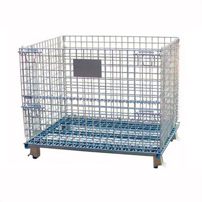 China Foldable Warehouse Logistic Stackable Foldable Storage Cage Steel Wire Mesh Pallet Cage for sale