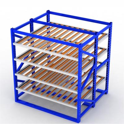 China Corrosion Protection Steel Carton Flow Rack Industrial Shelves Racking Storage Gravity Racking for sale