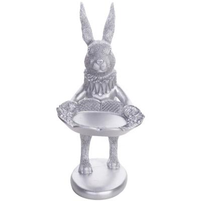 China Morden Resin Sculpture Rabbit Jewelry Display Stand Watch Holder Display Storage Gold Animal Tray for sale