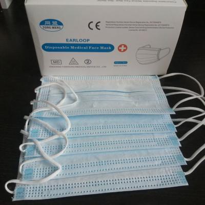 China Disposable Blue Earloop Face Mask from OEM - Comfortable & Breathable with 3-Ply Protection en venta