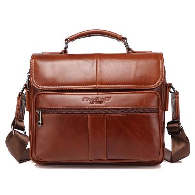 China Wholesale Custom Logo Fashion Retro Business Leather Briefcase Men's High Quality Cross - Body Bag Sling Messenger Bag for sale