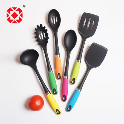 China 6PCS Sustainable Hot Sale Kitchen Nylon Utensils With Color Handle for sale