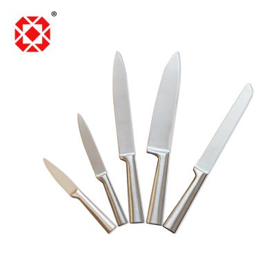 China Sustainable Professional Stainless Steel Kitchen Knife Set 5PCS With Hollow Handle Knife for sale