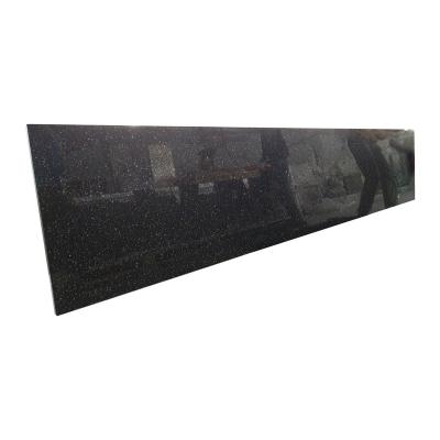 China ZD Modern Glass Flat Quartz Glitter Black Artificial Quartz Depend On Customer's Kitchen Plan SRS Stone 2cm Or 3cm +/-1mm for sale