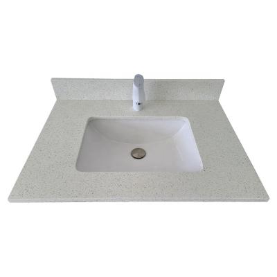 China Lowes Quartz Bathroom Modern Prefab Stone Top Vanity Ceramic Sink for sale