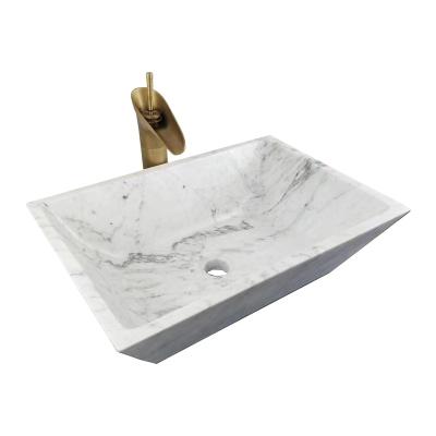 China Modern Natural White Marble Stone Bathroom Vessel Sinks Supplier for sale