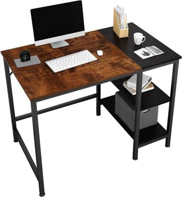 China Other Home Office Computer Desk, Small Study Desk with Wooden Storage Shelf, Industrial 2-Tier Morden Laptop Table with Splice B for sale