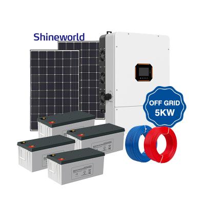 China Home Shineworld 5KW Off Grid Poly 5000W Pv Poly Solar Energy System Price With China Solar for sale