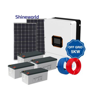 China Home Shineworld Cheap Home Solar System Africa 5KW Off Grid Solar Kit 5000W Solar Panels for sale