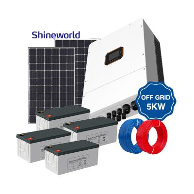 China Home Shineworld Cheap Inverters and Solar Systems 5KW 10KW Stand Alone Solar Solution for sale