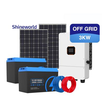 China Home Shineworld Home System Installation 3kw Hybrid Lifepo4 Solar Panels Systems for sale