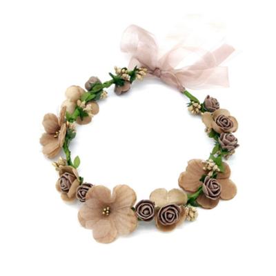 China New Design Free Shipping Beach Wedding Style Fairy Headpiece Bridal Floral Flower Hair Accessories Hair Garland Headwear For Girls Decoration for sale