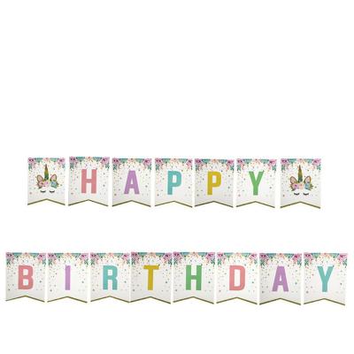 China Happy Birthday Party Decorations Party Supplies Letter Happy Birthday Banner Birthday Surprise Gold Plated Fishtail Decorations Party Supplies Unicorn Pull Flags for sale