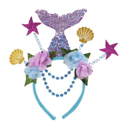 China Party Decorations Pafu Party Supplies Wholesale Kids Head Seashells Flower Star Sequins Props Head Wear Mermaids Tail Head Wear for sale