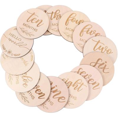 China Newborn Baby Shower Wooden Monthly Gift Milestone Birthday Card Decor Photography Decor Photography Prop Pafu Baby Discs for sale