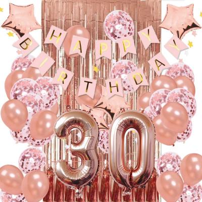 China Pafu Rose Gold 30th Birthday Party Supplies 30th Birthday Banner Rose Gold 30th Birthday Decorations 40 Inch 30th Balloons for sale