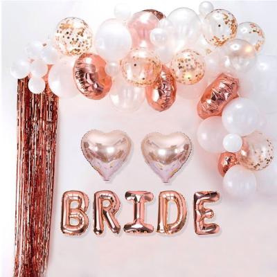 China Bride To Be 2019 New Products Balloon Chain Balloon Garland Kit Rose Gold Bachelorette Party Supplies Foil Balloon Bride Band Foil Balloon for sale