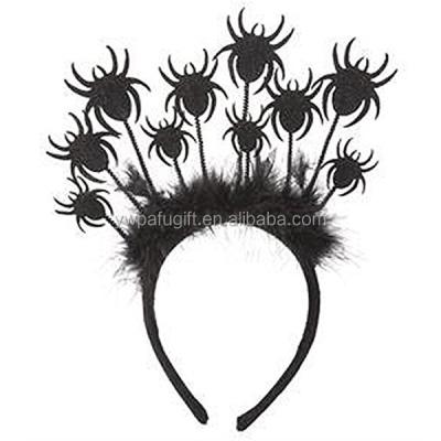 China Halloween Headband Halloween Feather with Black Glitter Spider Headband for sale