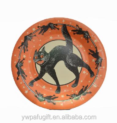 China Halloween Paper Plate Halloween Party Black Cat Paper Plate for sale