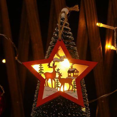 China Wooden Star Car Tree Light LED Wooden Pendants Ornaments Christmas Crafts Kids Gift for Xmas Party Home Decorations for sale