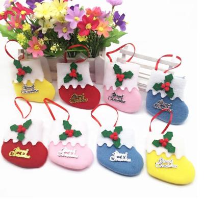 China Christmas Accessories Christmas Tree Ornament Wool Felt Stocking Mini Hanging Santa Gift Jars Hanging Accessories for sale