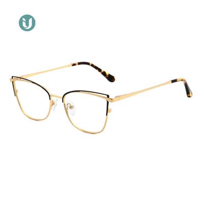 China For New Arrival Vintage Ladies Gold Spectacle Glasses Reading Glass IU-21020 Metal Frames Eyewear Women With Spring Hinge for sale