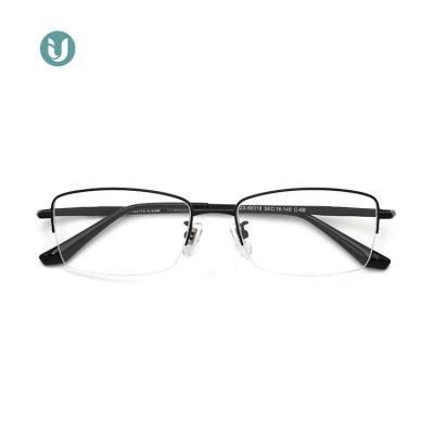 China Prescription 66318 Stylish Half Rimless Mens Eyewear Titanium Glasses Frames for sale