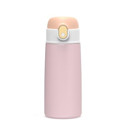 China Sustainable Girls Pink Cartoon Cute Insulated Stainless Steel Kid Water Bottle With Straw for sale