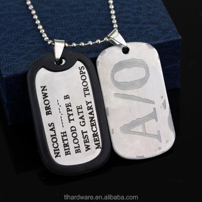 China Private Europe Anime Series Engraved Dog Label Gangsta Nicolas Brown Twilight A/O ao Logo Cosplay Mercenary Dog Tags Necklace for sale