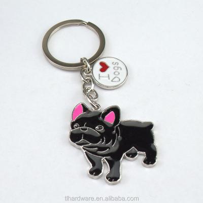 China Promotional Gifts Pets Bulldog Keychain Wholesale Cartoon Cute Animal Dog Custom Acrylic Key Chain for sale