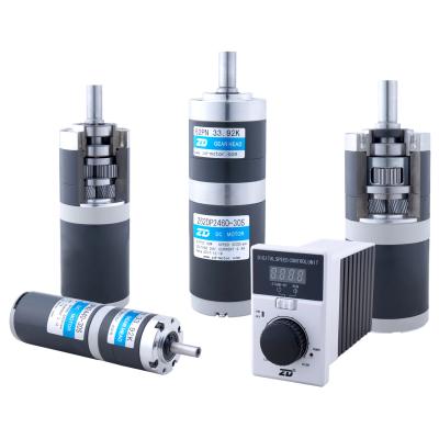 China Waterproof High Torque Zhongda 52mm 40w 60w 24V DC Planetary Electric Motor Low RPM With Gearbox for sale