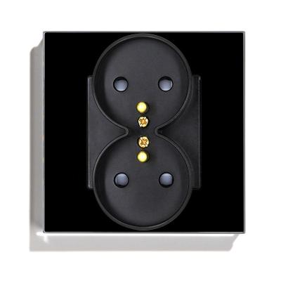 China High Quality Life French Glass Smart Home Double Screen Socket 86mm Wall Socket SIN1G for sale