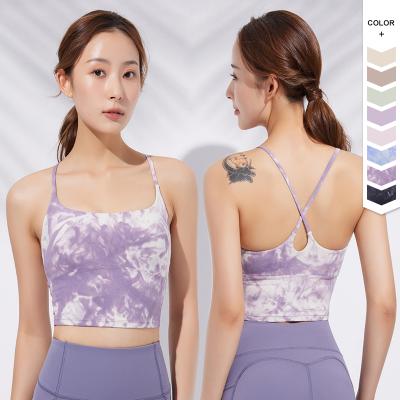 China Breathable Sports Wear Sports Bra Active Fitness Bra Soft Fitness Workout Tie-Dye Running Gym Sports Bra for sale