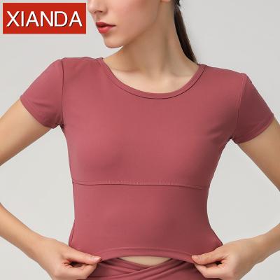 China Breathable Wholesale Custom Short Sleeve Women Yoga Tops Workout Clothes T Shirt for sale