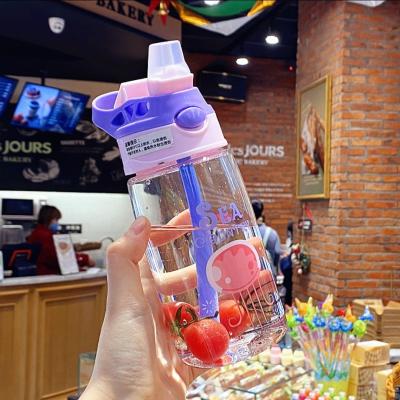 China 480ml high quality plastic water bottle school kids single stocked water bottles with straw for sale for sale