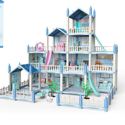 China Plastic Plastic Diy Assembly Villa Toys Doll House Girl Miniature Princess House With Doll And Furniture for sale