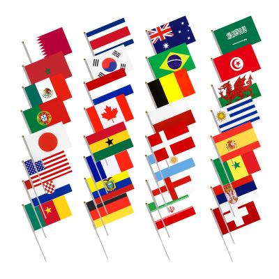 China L&J 100pcs/14x21cm 2022 Shoe Hand Flags Qatar World Cup Top 32 National Flags Banner Flying Waving Hand Flags for sale