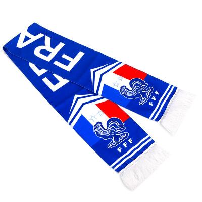 China Wholesale Custom L&J Breathable Shoe World Cup Football Team Clubs Scarf Double Sided Knitted Silk Acrylic Football Fan Scarves for sale