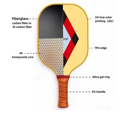 China Customized color High performance customized portable custom wholesale glass fiber pickleball paddle for sale