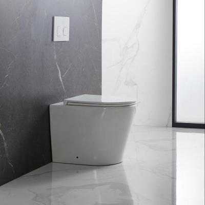 China Double-Flow ANBI CE Certificated European Standard Ceramic Lavatory Price In Rimless Back To Wall Toilet Bowl for sale